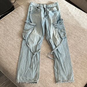 Women's Zara Light Blue Cargo Jeans